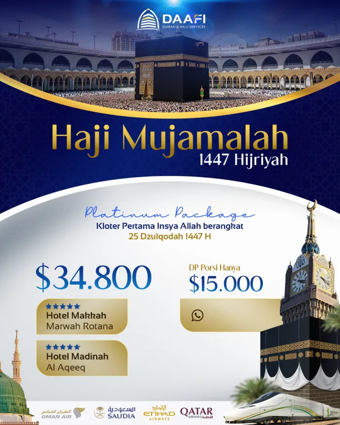 Poster paket Haji Mujamalah Platinum 1447H